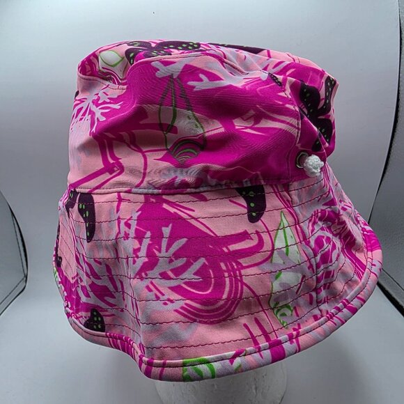 Tuga Reversible Womens Large Pink Floral Print Bucket Sun Hat Beach Summer Camp - Picture 3 of 8